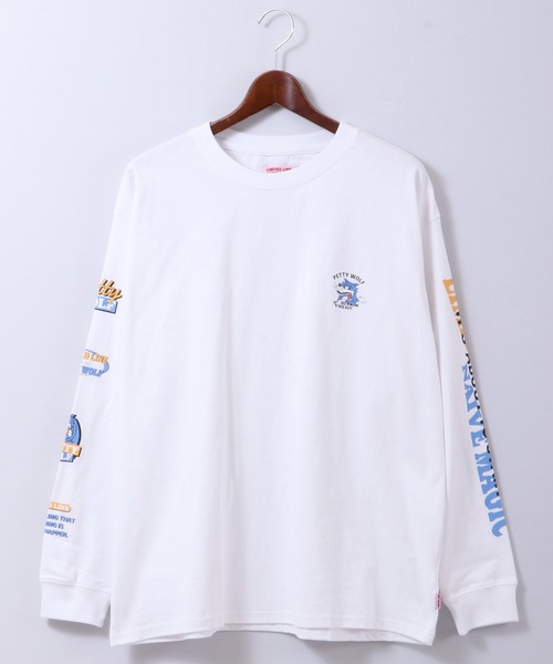 Limited Line Naive Magic(リミテッドラインナイーブマジック)の「天竺スリーブ ウルフプリント 長袖Tシャツ(Tシャツ/カットソー・メンズ・ホワイト/ブラック/ベージュ/ブルー/グリーン/ライトブルーグレー・M/L)」の12枚目の写真