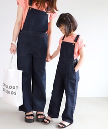 キッズ 親子お揃いセミワイドデニムベイカーサロペット