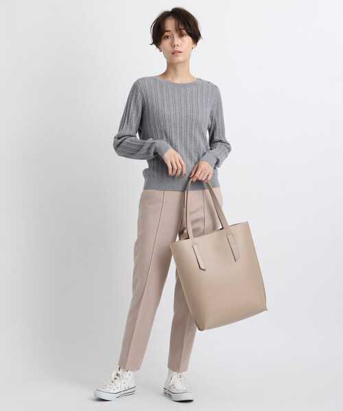 【美品】INDIVI バッグ　グレー インディヴィ INDIVI 縦型トートバッグ (グレー) -ファッション