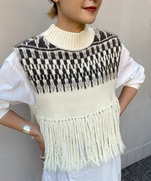 SHENERY | ノルディック柄フリンジベスト(ニット/セーター)
