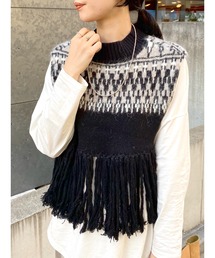 SHENERY | ノルディック柄フリンジベスト(ニット/セーター)