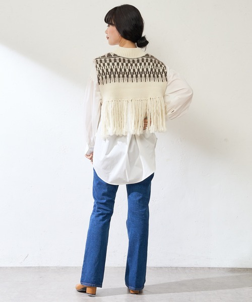 SHENERY（シーナリー）の「ノルディック柄フリンジベスト（ニット