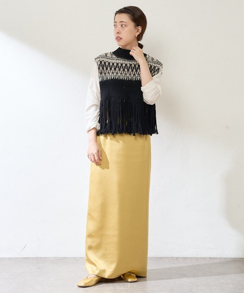 SHENERY（シーナリー）の「ノルディック柄フリンジベスト（ニット/セーター・レディース・ブラック/オフホワイト・FREE）」の20枚目の写真