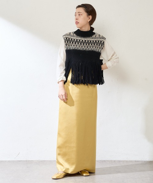 SHENERY（シーナリー）の「ノルディック柄フリンジベスト（ニット/セーター・レディース・ブラック/オフホワイト・FREE）」の21枚目の写真