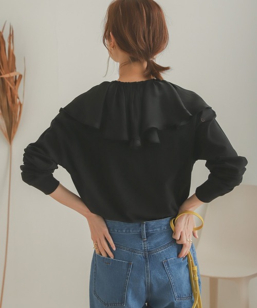 SENSE OF PLACE by URBAN RESEARCH（センスオブプレイスバイアーバンリサーチ）の「フリルカラーブラウス（シャツ/ブラウス・レディース・キャメル/ブラック/アイボリー・ONE）」の10枚目の写真