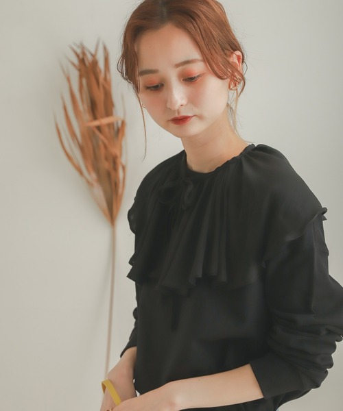 SENSE OF PLACE by URBAN RESEARCH（センスオブプレイスバイアーバンリサーチ）の「フリルカラーブラウス（シャツ/ブラウス・レディース・キャメル/ブラック/アイボリー・ONE）」の17枚目の写真