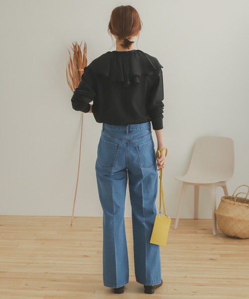 SENSE OF PLACE by URBAN RESEARCH（センスオブプレイスバイアーバンリサーチ）の「フリルカラーブラウス（シャツ/ブラウス・レディース・キャメル/ブラック/アイボリー・ONE）」の5枚目の写真