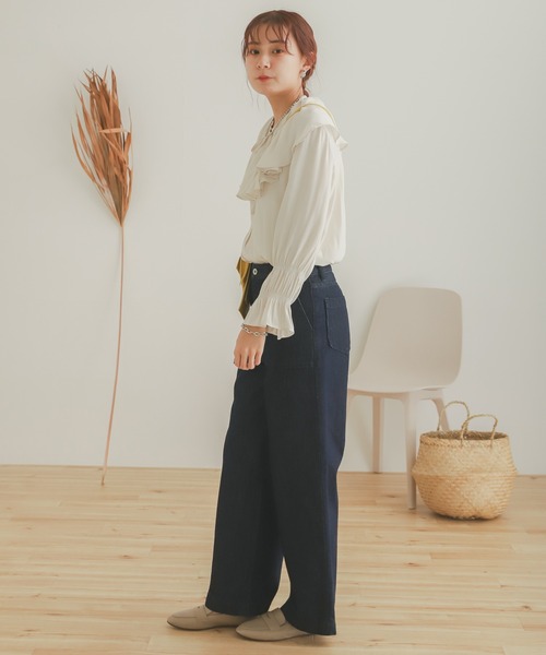 SENSE OF PLACE by URBAN RESEARCH（センスオブプレイスバイアーバンリサーチ）の「フリルカラーブラウス（シャツ/ブラウス・レディース・キャメル/ブラック/アイボリー・ONE）」の12枚目の写真