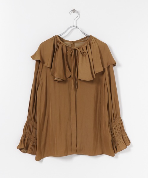 SENSE OF PLACE by URBAN RESEARCH（センスオブプレイスバイアーバンリサーチ）の「フリルカラーブラウス（シャツ/ブラウス・レディース・キャメル/ブラック/アイボリー・ONE）」の8枚目の写真