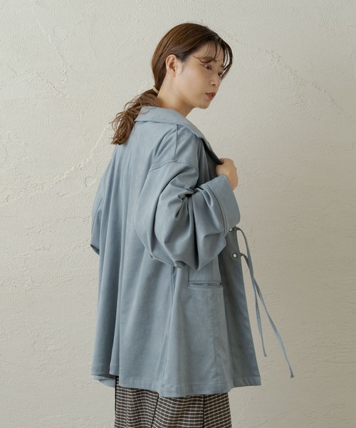 Kastane（カスタネ）の「フェイクスウェード紐付きジャケット（ノーカラージャケット・レディース・サックスブルー/アイボリー・FREE）」の15枚目の写真