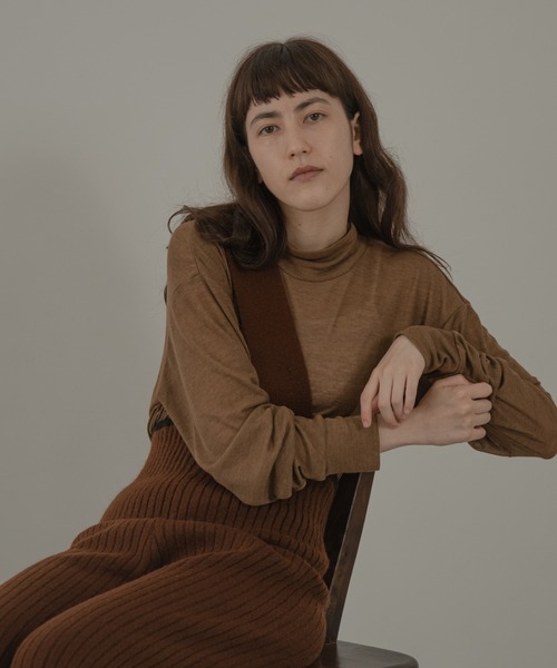 lawgy（ラウジー）の「mix sheer high neck knit（ニット/セーター・レディース・ブラウン/グリーン/アイボリー/ベージュ/ラベンダー・FREE）」の3枚目の写真