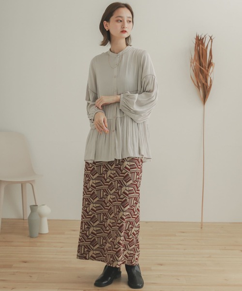 SENSE OF PLACE by URBAN RESEARCH（センスオブプレイスバイアーバンリサーチ）の「ティアードチュニックブラウス（シャツ/ブラウス・レディース・ライトベージュ/カーキ/ブラック/ラベンダー・ONE）」の10枚目の写真