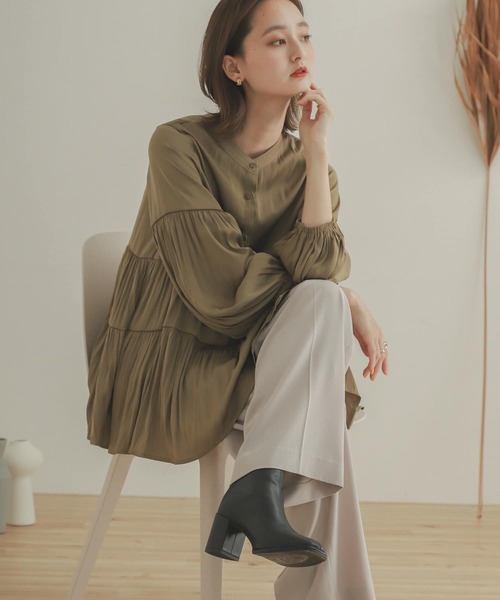 SENSE OF PLACE by URBAN RESEARCH（センスオブプレイスバイアーバンリサーチ）の「ティアードチュニックブラウス（シャツ/ブラウス・レディース・ライトベージュ/カーキ/ブラック/ラベンダー・ONE）」の15枚目の写真