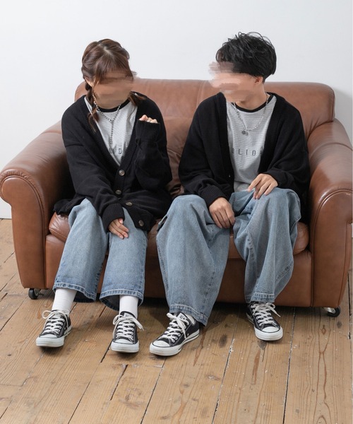 PairPair(ペアペア)の「ベーシックニットカーディガン(ユニセックス)(カーディガン/ボレロ・レディース・ブラック/ライトカーキ/ブラウン/グレイッシュブルー/マスタード・FREE)」の2枚目の写真