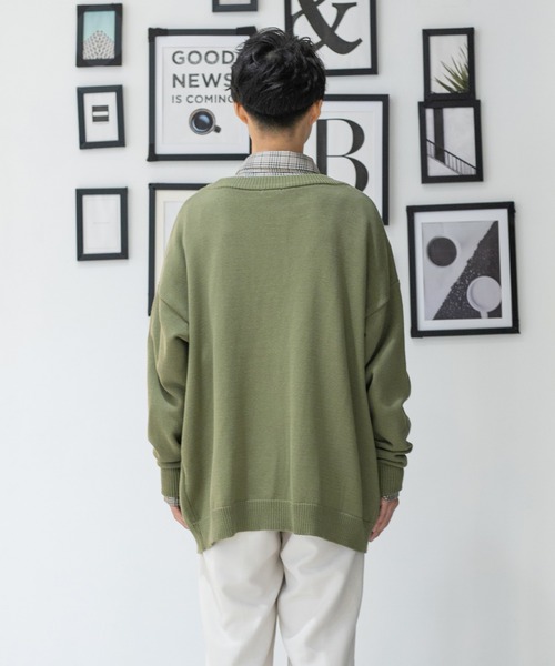 PairPair(ペアペア)の「ベーシックニットカーディガン(ユニセックス)(カーディガン/ボレロ・レディース・ブラック/ライトカーキ/ブラウン/グレイッシュブルー/マスタード・FREE)」の19枚目の写真