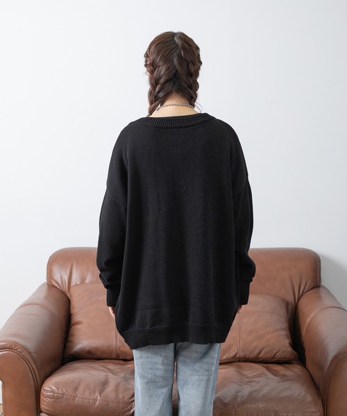 PairPair(ペアペア)の「ベーシックニットカーディガン(ユニセックス)(カーディガン/ボレロ・レディース・ブラック/ライトカーキ/ブラウン/グレイッシュブルー/マスタード・FREE)」の6枚目の写真