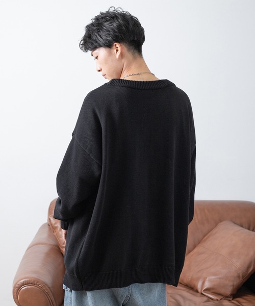 PairPair(ペアペア)の「ベーシックニットカーディガン(ユニセックス)(カーディガン/ボレロ・レディース・ブラック/ライトカーキ/ブラウン/グレイッシュブルー/マスタード・FREE)」の8枚目の写真