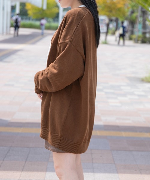 PairPair(ペアペア)の「ベーシックニットカーディガン(ユニセックス)(カーディガン/ボレロ・レディース・ブラック/ライトカーキ/ブラウン/グレイッシュブルー/マスタード・FREE)」の13枚目の写真