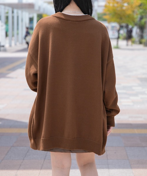 PairPair(ペアペア)の「ベーシックニットカーディガン(ユニセックス)(カーディガン/ボレロ・レディース・ブラック/ライトカーキ/ブラウン/グレイッシュブルー/マスタード・FREE)」の14枚目の写真