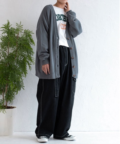 PairPair(ペアペア)の「ベーシックニットカーディガン(ユニセックス)(カーディガン/ボレロ・レディース・ブラック/ライトカーキ/ブラウン/グレイッシュブルー/マスタード・FREE)」の22枚目の写真