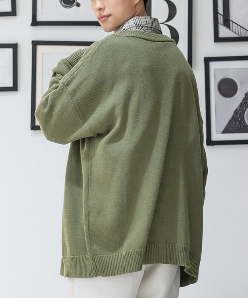 PairPair(ペアペア)の「ベーシックニットカーディガン(ユニセックス)(カーディガン/ボレロ・レディース・ブラック/ライトカーキ/ブラウン/グレイッシュブルー/マスタード・FREE)」の18枚目の写真