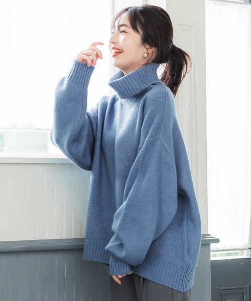 coca（coca）（コカ）の「＼新色登場／ヤク風ふんわりオフタートル（ニット/セーター・レディース・チャコールグレー/ベージュ/イエロー/ブルー/グレー/ブラック/ライトブルー・M/L）」の6枚目の写真