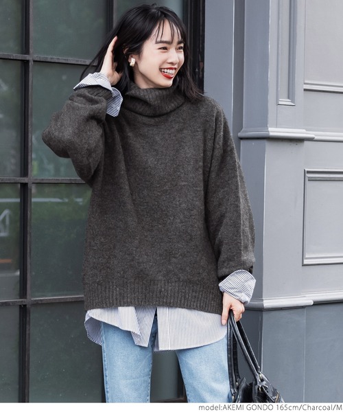coca（coca）（コカ）の「＼新色登場／ヤク風ふんわりオフタートル（ニット/セーター・レディース・チャコールグレー/ベージュ/イエロー/ブルー/グレー/ブラック/ライトブルー・M/L）」の10枚目の写真