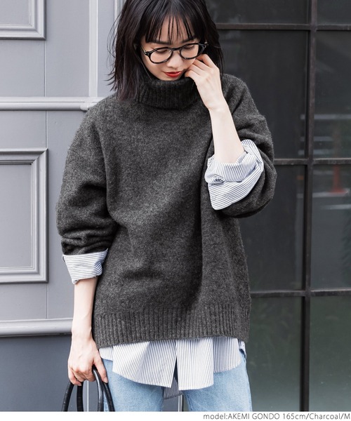 coca（coca）（コカ）の「＼新色登場／ヤク風ふんわりオフタートル（ニット/セーター・レディース・チャコールグレー/ベージュ/イエロー/ブルー/グレー/ブラック/ライトブルー・M/L）」の12枚目の写真
