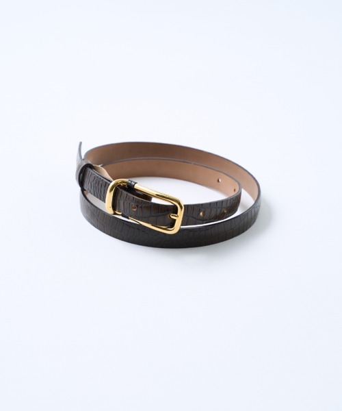 FUMIE TANAKA(フミエタナカ)の「【FUMIE=TANAKA×Lui's FEMME / フミエ タナカ×ルイス ファム】 Belt 型押し細ベルト(ベルト・レディース・カーキ・FREE)」の2枚目の写真