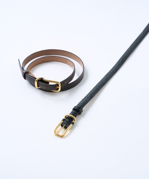 FUMIE TANAKA(フミエタナカ)の「【FUMIE=TANAKA×Lui's FEMME / フミエ タナカ×ルイス ファム】 Belt 型押し細ベルト(ベルト・レディース・カーキ・FREE)」の6枚目の写真