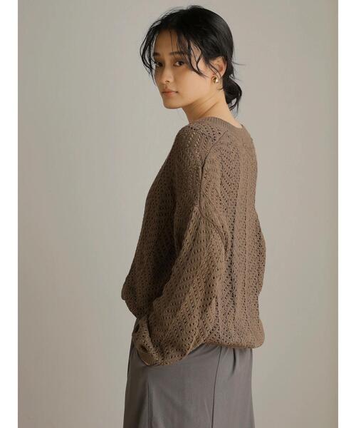AMERICAN HOLIC（アメリカンホリック）の「Vネックテープヤーンニットプルオーバー（ニット/セーター・レディース・アイボリー/モカ・M/L）」の4枚目の写真