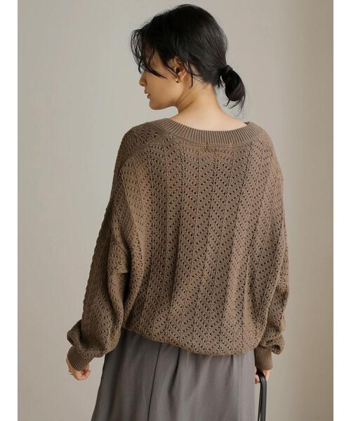 AMERICAN HOLIC（アメリカンホリック）の「Vネックテープヤーンニットプルオーバー（ニット/セーター・レディース・アイボリー/モカ・M/L）」の5枚目の写真