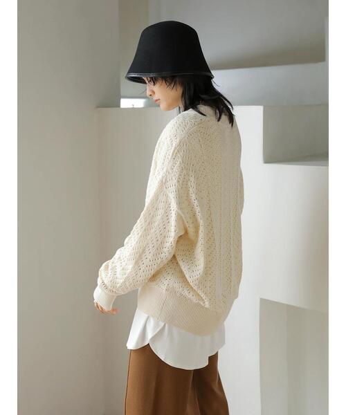 AMERICAN HOLIC（アメリカンホリック）の「Vネックテープヤーンニットプルオーバー（ニット/セーター・レディース・アイボリー/モカ・M/L）」の10枚目の写真