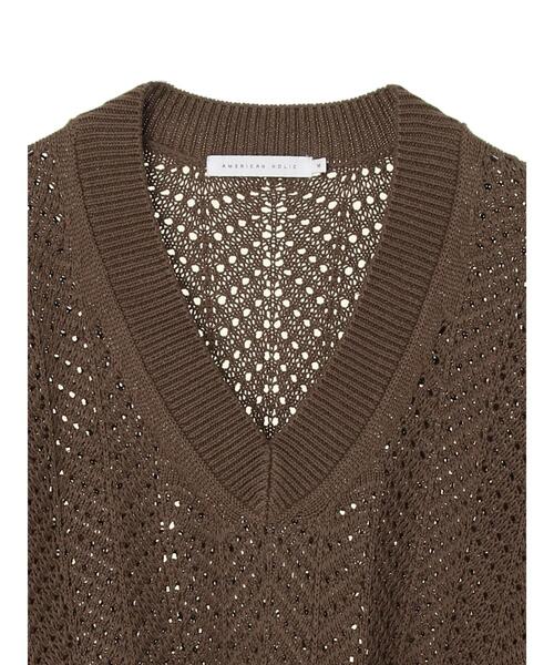 AMERICAN HOLIC（アメリカンホリック）の「Vネックテープヤーンニットプルオーバー（ニット/セーター・レディース・アイボリー/モカ・M/L）」の17枚目の写真