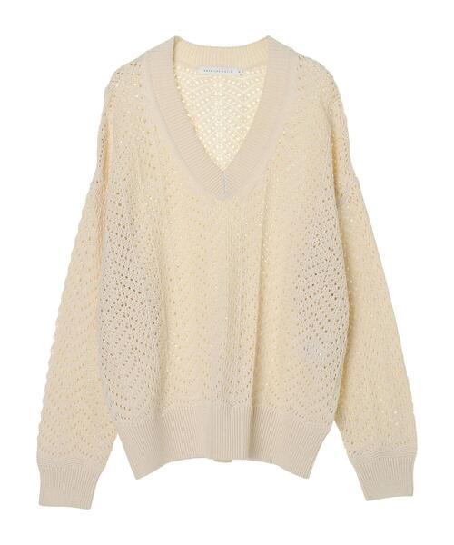 AMERICAN HOLIC（アメリカンホリック）の「Vネックテープヤーンニットプルオーバー（ニット/セーター・レディース・アイボリー/モカ・M/L）」の20枚目の写真