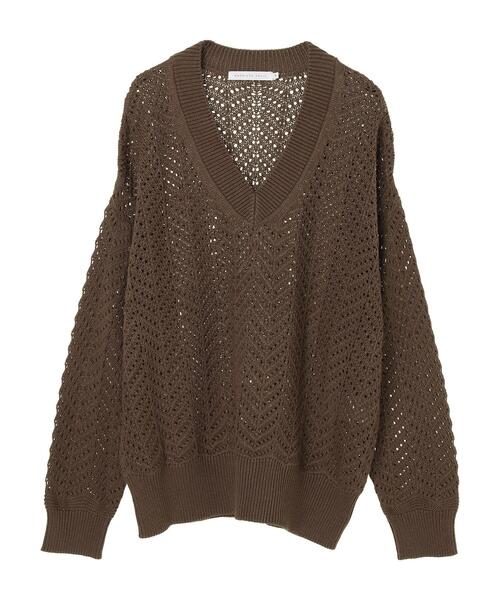 AMERICAN HOLIC（アメリカンホリック）の「Vネックテープヤーンニットプルオーバー（ニット/セーター・レディース・アイボリー/モカ・M/L）」の21枚目の写真