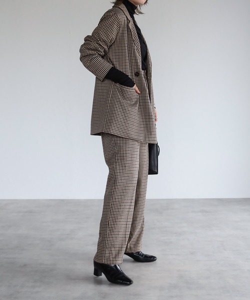 4youstory（フォーユーストーリー）の「チェック柄ストレートパンツ（スラックス・レディース・レッド/ブラウン・FREE）」の8枚目の写真