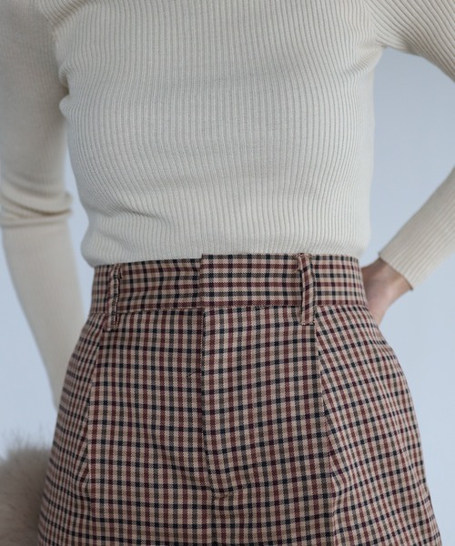 4youstory（フォーユーストーリー）の「チェック柄ストレートパンツ（スラックス・レディース・レッド/ブラウン・FREE）」の13枚目の写真