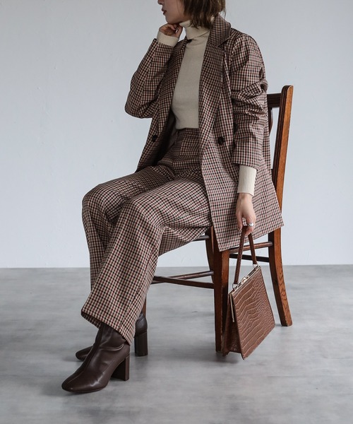 4youstory（フォーユーストーリー）の「チェック柄ストレートパンツ（スラックス・レディース・レッド/ブラウン・FREE）」の15枚目の写真