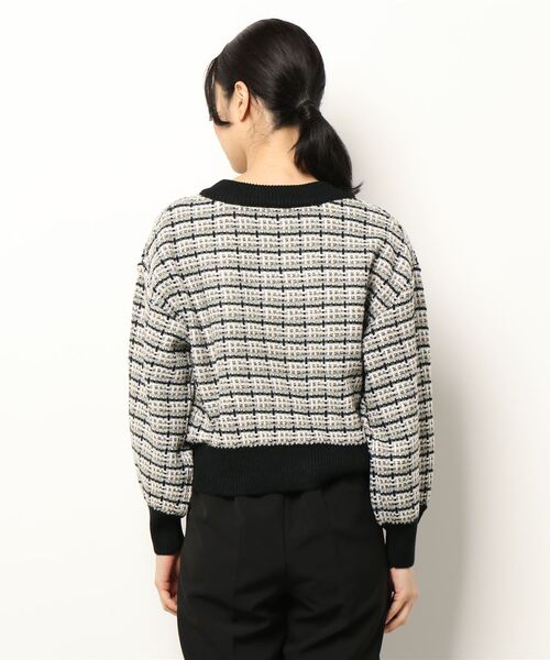 rps(アールピーエス)の「ツイードルックVネックニットプルオーバー(ニット/セーター・レディース・ブラック/ベージュ/オフホワイト・M)」の5枚目の写真