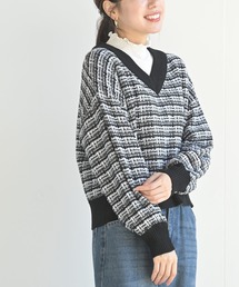 rps | ツイードルックＶネックニットプルオーバー(ニット/セーター)