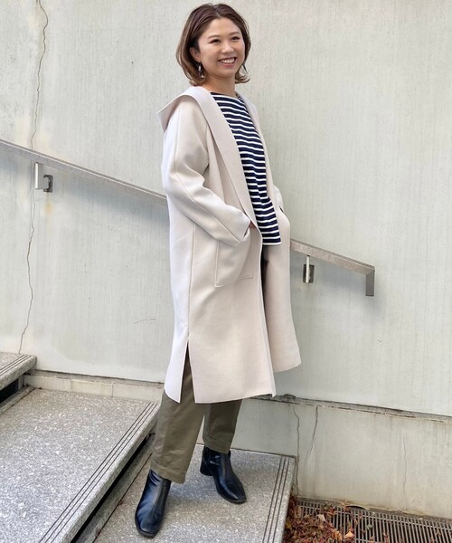 THE SHOP TK （ザ ショップ ティーケー ）の「◆ダブルフェイス圧縮シャージフーディーコート（カーディガン/ボレロ・レディース・チャコールグレー/アイボリー・12/13）」の9枚目の写真