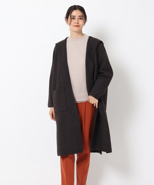 THE SHOP TK （ザ ショップ ティーケー ）の「◆ダブルフェイス圧縮シャージフーディーコート（カーディガン/ボレロ・レディース・チャコールグレー/アイボリー・12/13）」の16枚目の写真