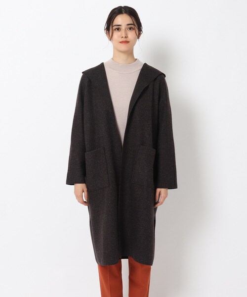 THE SHOP TK （ザ ショップ ティーケー ）の「◆ダブルフェイス圧縮シャージフーディーコート（カーディガン/ボレロ・レディース・チャコールグレー/アイボリー・12/13）」の20枚目の写真