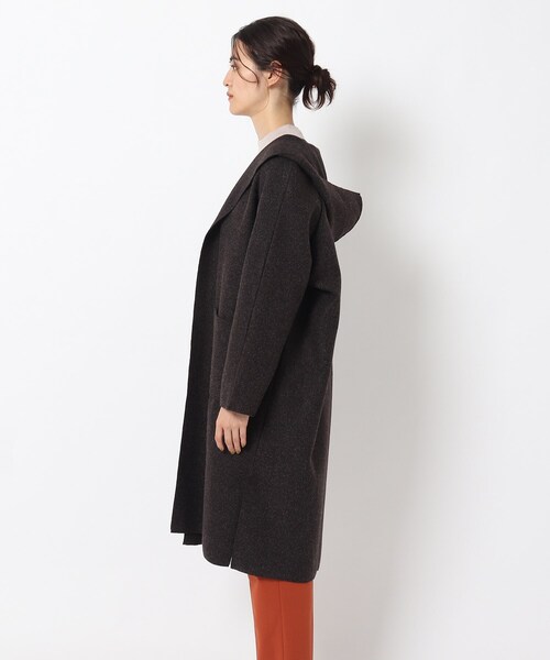 THE SHOP TK （ザ ショップ ティーケー ）の「◆ダブルフェイス圧縮シャージフーディーコート（カーディガン/ボレロ・レディース・チャコールグレー/アイボリー・12/13）」の14枚目の写真