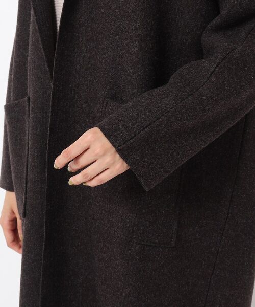 THE SHOP TK （ザ ショップ ティーケー ）の「◆ダブルフェイス圧縮シャージフーディーコート（カーディガン/ボレロ・レディース・チャコールグレー/アイボリー・12/13）」の10枚目の写真