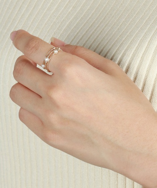 K10イエローゴールド エクラレース淡水パール リング（リング）｜va