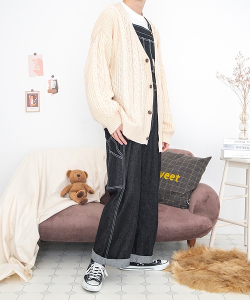 PairPair(ペアペア)の「ケーブルカーディガン(ユニセックス)(カーディガン/ボレロ・レディース・グリーン/アイボリー/キャメル・MEDIUM/LARGE)」の13枚目の写真