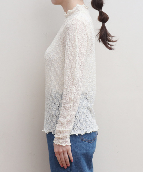 Dot&Stripes CHILD WOMAN(ドットアンドストライプス チャイルドウーマン)の「縮絨ラッセルレース メローハイネックプルオーバー(Tシャツ/カットソー・レディース・アイボリー/ブラック/グリーン・FREE)」の20枚目の写真