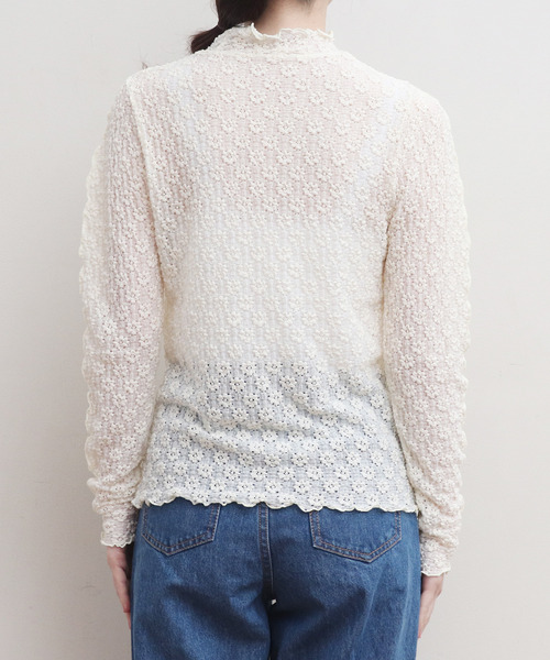Dot&Stripes CHILD WOMAN(ドットアンドストライプス チャイルドウーマン)の「縮絨ラッセルレース メローハイネックプルオーバー(Tシャツ/カットソー・レディース・アイボリー/ブラック/グリーン・FREE)」の21枚目の写真